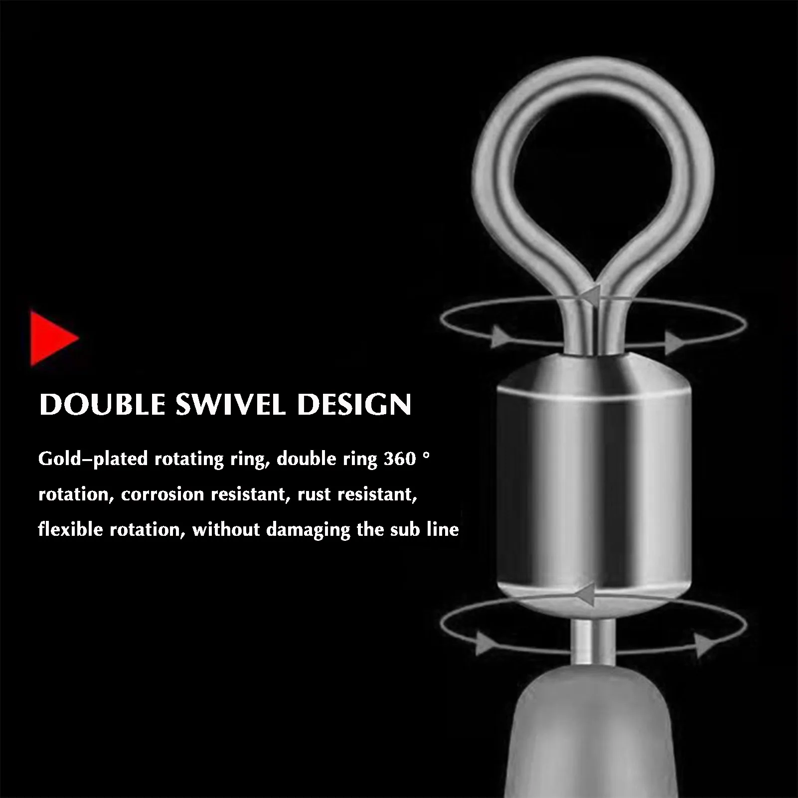 Conector de aparejos de pesca, alimentador de 50 piezas, accesorios de pesca, broches giratorios, agua salada, agua dulce - imagen 3