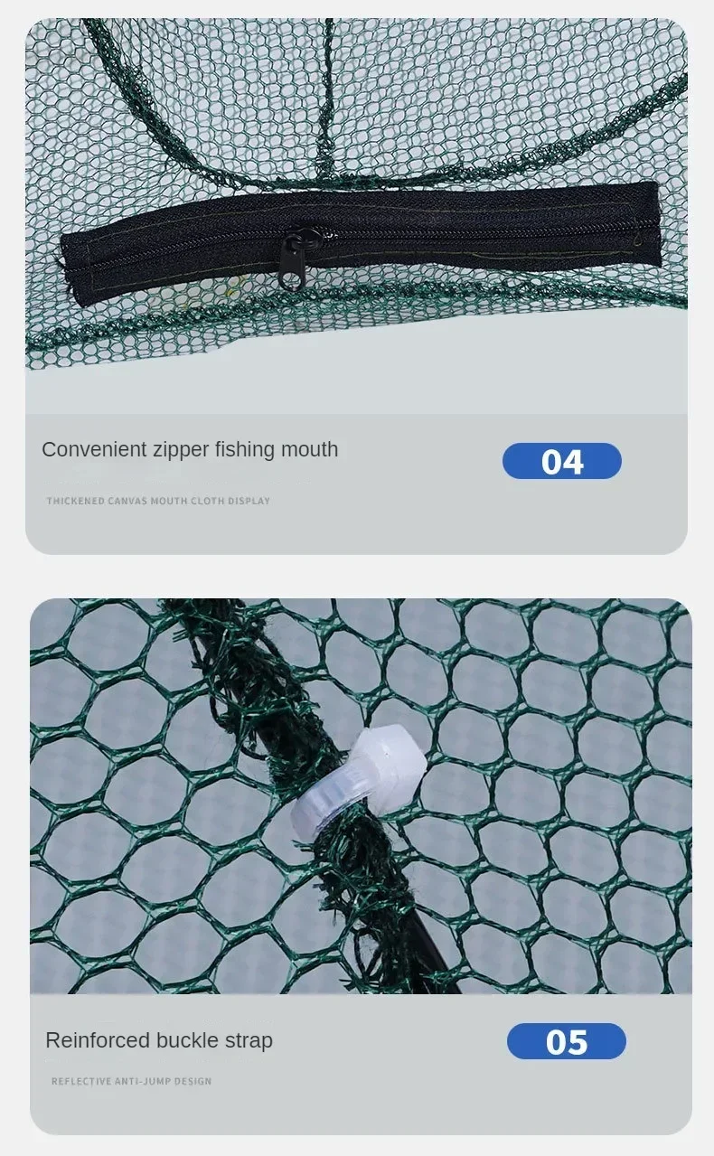 Red de pesca de 12 agujeros, red hexagonal portátil plegable para peces, red de fundición, cangrejo, camarones, trampa para tanque, jaulas de China, malla barata - imagen 5