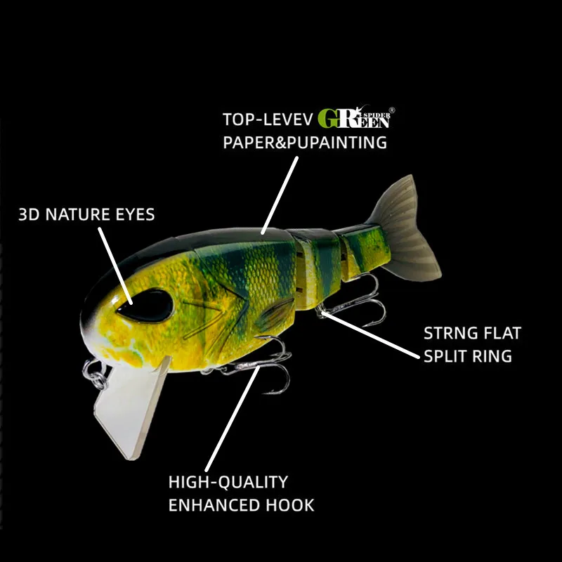 Señuelo de pesca multiarticulado GRS, cebo de plástico duro, planeador, sábalo, cuerpo de colas suaves, Swimbait, Crankbait de hundimiento, aparejos de Lucio, 125mm, 50g - imagen 4