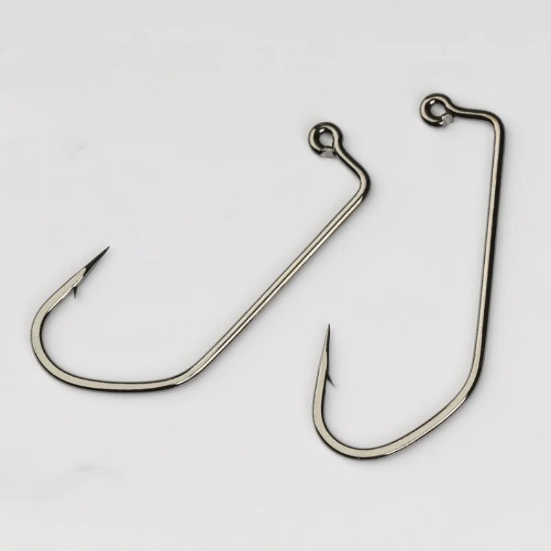 Gancho de gusano de caña recta para pesca, anzuelo de ángulo recto, gancho grande para puerta, anzuelos de penetración rápida, lote de 10 piezas en oferta