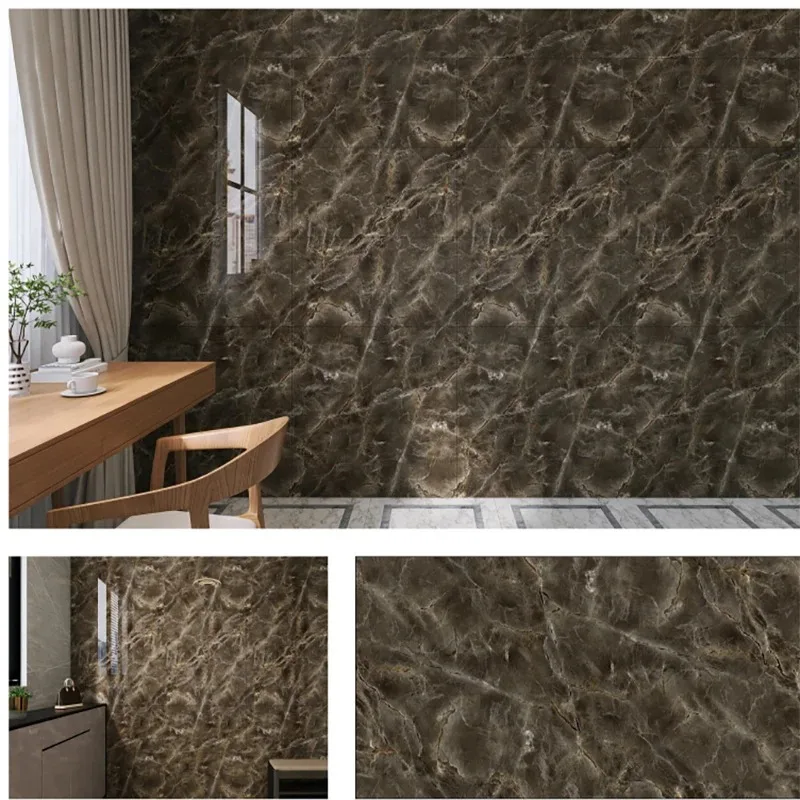 Azulejos de mármol autoadhesivos de PVC, 30x30cm, pegatina impermeable para pared, decoración para sala de estar, azulejo de cerámica de imitación - imagen 4