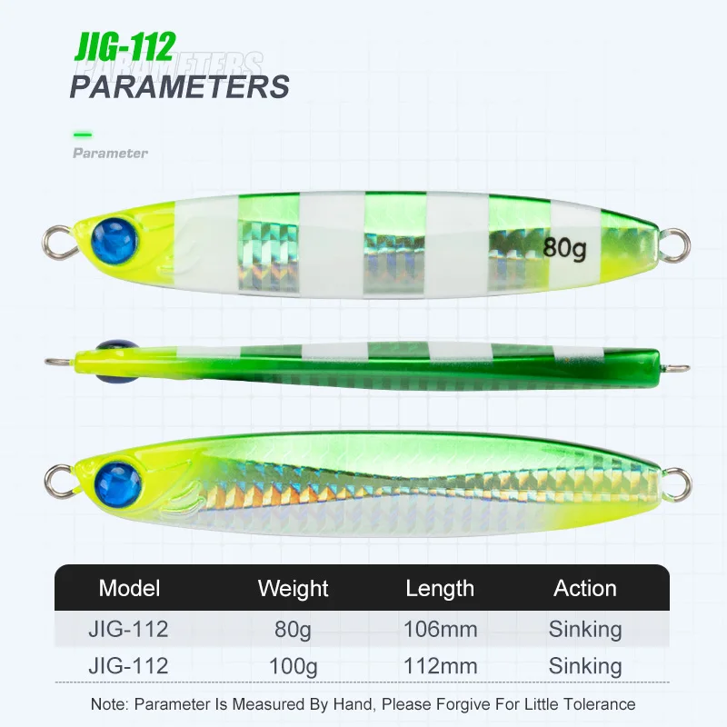 TEASER-señuelo de pesca J112 de 80g/10,6 cm y 100g/cm 11,2, anzuelos de Metal de hundimiento rápido, para pesca de atún en agua salada - imagen 2