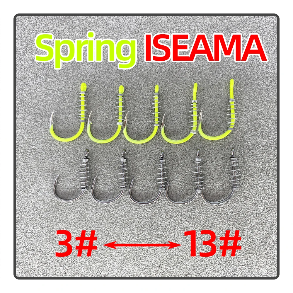 ISEAMA-anzuelo de pesca con púa, cebo colgante verde fluorescente, accesorios de primavera, 20 unids/lote por paquete - imagen 2