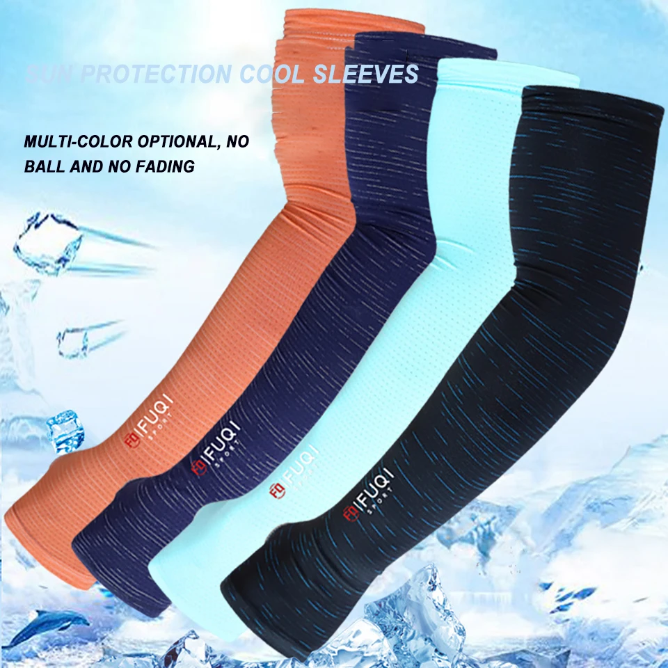 Mangas de brazo de pesca, tejido de hielo transpirable, secado rápido, ropa deportiva, protección solar UV, manga larga para ciclismo, 1 par - imagen 4