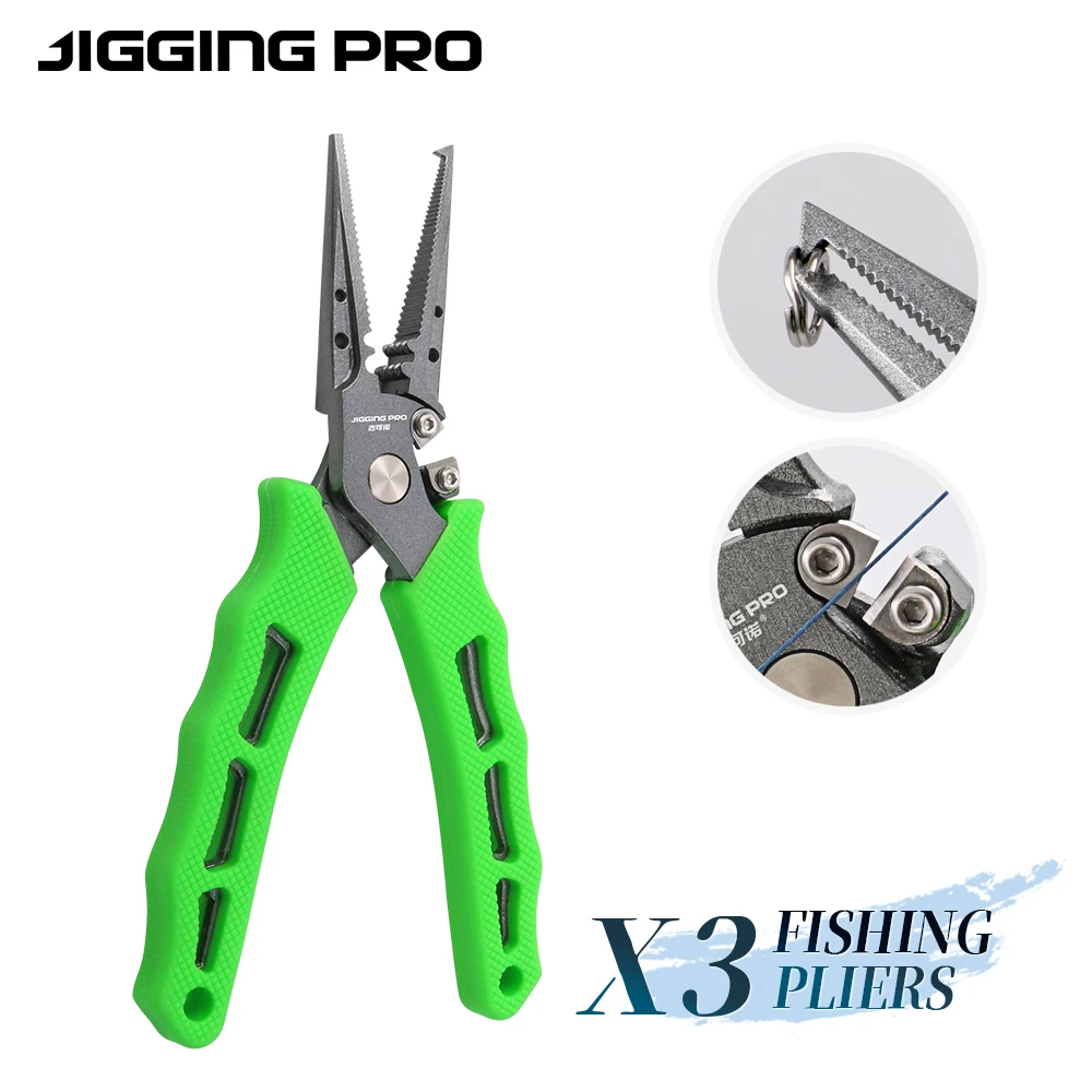 JIGGING-Alicates de pesca PRO X3, aparejos de pesca de agua salada, accesorios de pesca de acero inoxidable, tijeras, cortador de línea, removedor de anzuelos