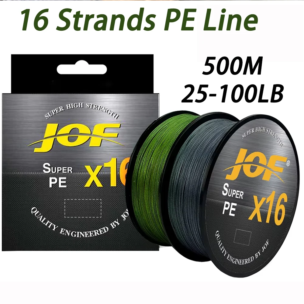 Línea de pesca trenzada japonesa de 500M, 16 hebras, X16, agua salada súper fuerte, 25LB-100LBS, líneas de PE multifilamento de núcleo hueco - imagen 4