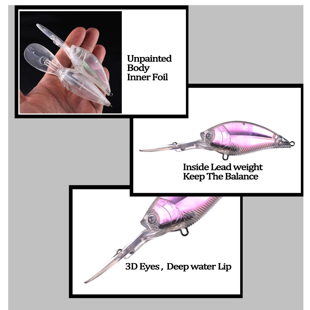 Chan'sHuang-Cebo en blanco sin pintar de 20 piezas, 12cm, 19,3g, de aguas profundas Cankbait, lámina de Flash interior, señuelo de pesca Artificial hecho a mano - imagen 5