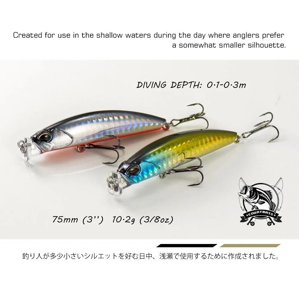 COUNTBASS-SEÑUELOS DE PESCA DE 75mm, 3 ", 10g, 3/8 oz. Dive 0,1-0,3 m, peso magnético, flotador lento, Minnow, cebo duro, Wobbler Leurres - imagen 2