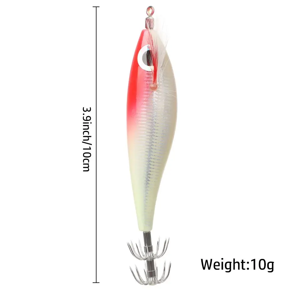 Señuelos flotantes de madera para camarones, plantillas artificiales, cebo de pulpo, anzuelo de calamar, aparejos de pesca luminosos, pesca en el mar, 10g - imagen 4