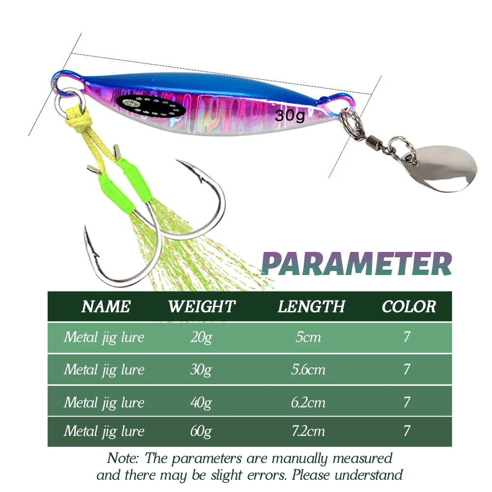 TOLU 2024 Spin Tail Metal Jig señuelo de pesca 20g 30g 40g 60g Spinner Shad Metal Vib Casting Shore Jig cebo hoja de cobre cuchara lubina - imagen 2