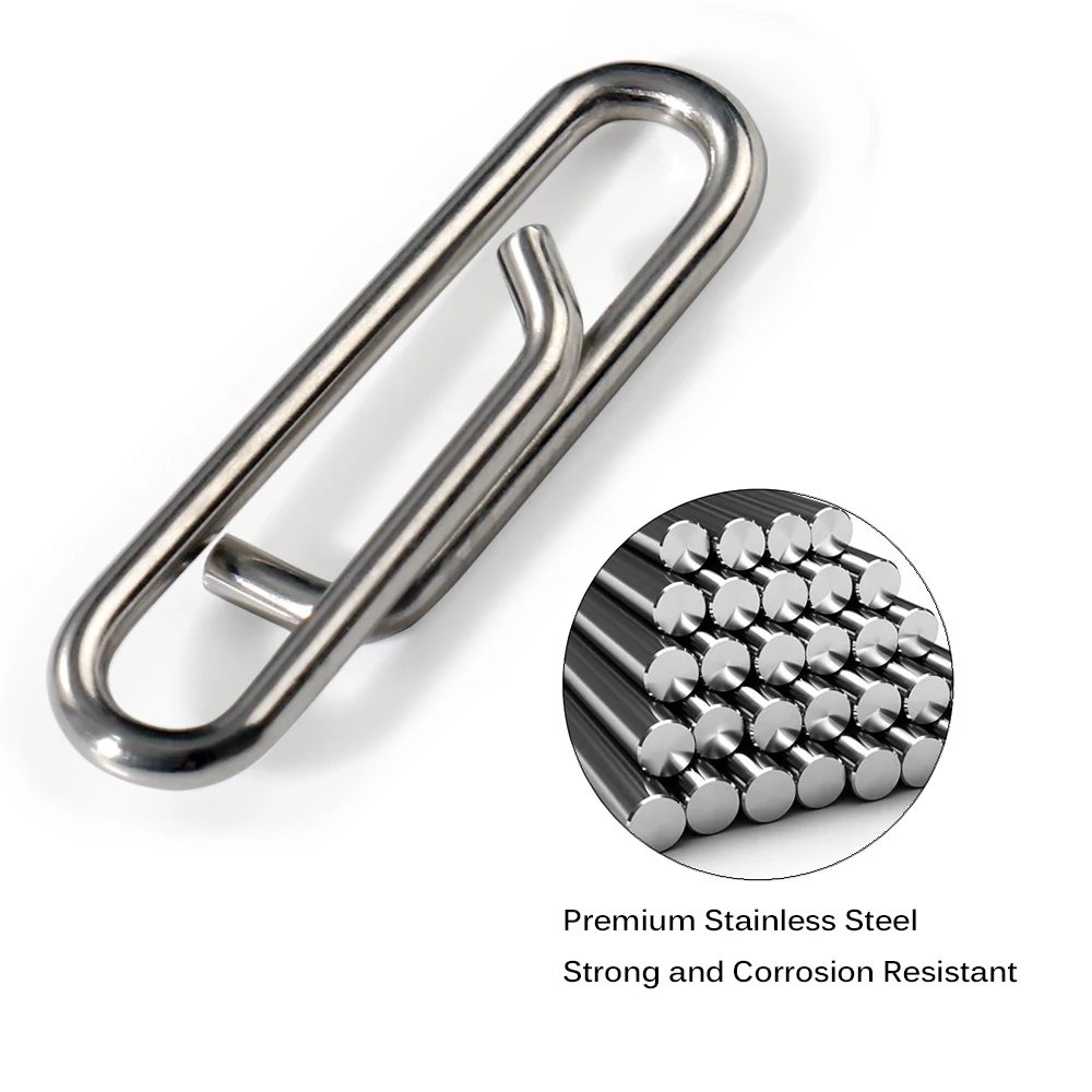 GOBAIT-Clips rápidos de enclavamiento de pesca, hebilla ovalada de acero inoxidable, accesorios de sedal de señuelo giratorio, caja de aparejos, conector de 20-100 Uds. - imagen 2