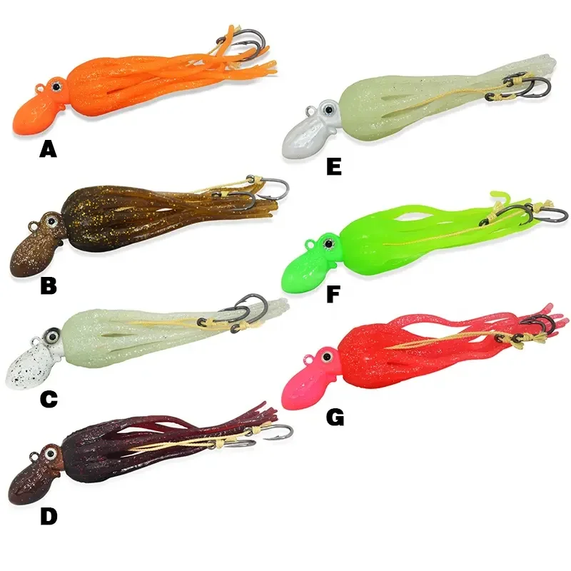TAKEDO LG01 TPR Material 150G - 450G falda de calamar señuelo de pulpo con gancho de asistencia cabeza de plantilla de Metal señuelos de curricán barco para atún tiburón - imagen 5