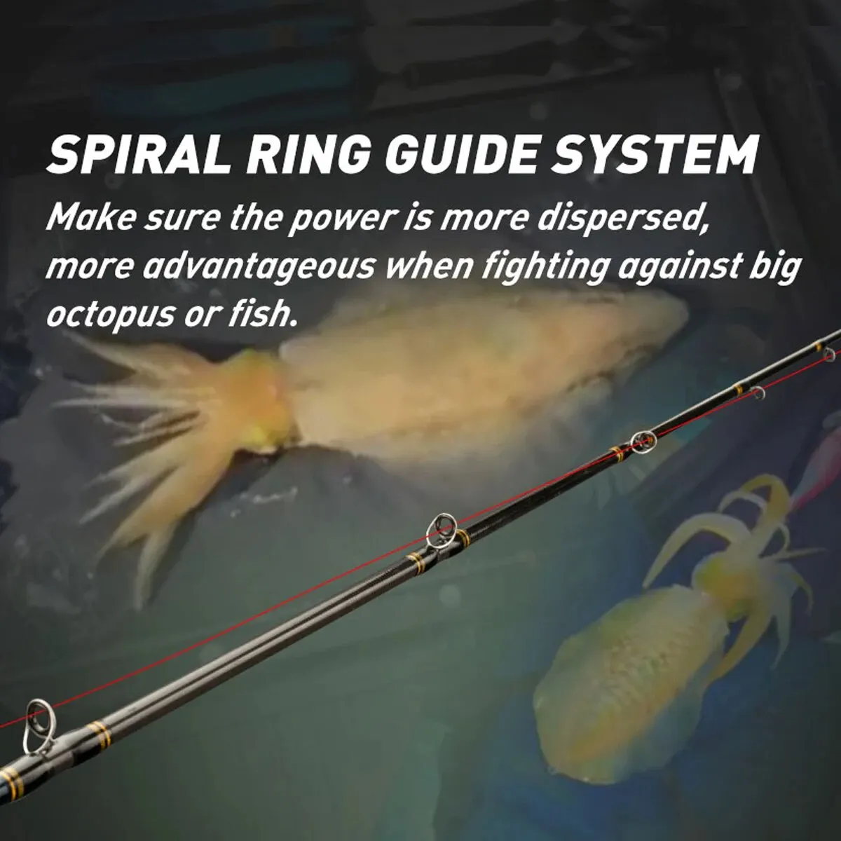 Caña de pescar giratoria con punta de titanio, caña de pescar de fundición giratoria para Sepia con anillos estriales Fuji, 1,8 m ML - imagen 2