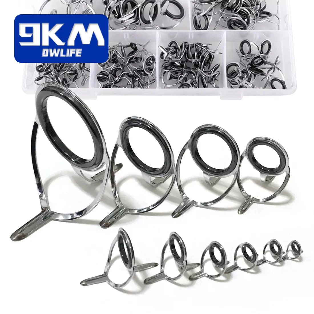 Kit de guías de reparación de cañas, guías de caña de pescar de acero inoxidable, guía de construcción de caña de pescar de agua dulce y de mar, anillos de cerámica de 4mm ~ 38mm