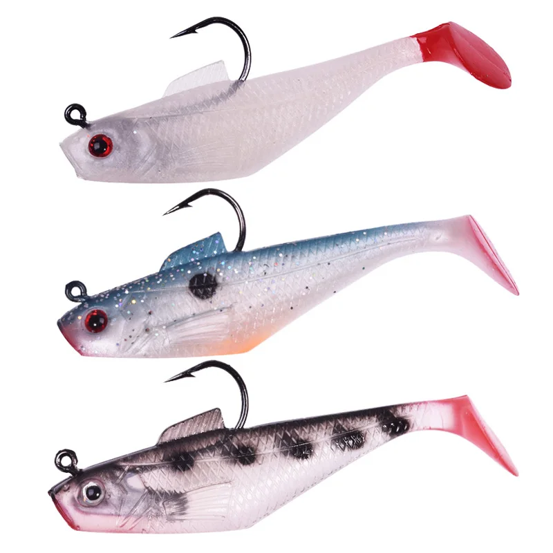 Señuelo de pesca suave de silicona, anzuelos con cabeza de anzuelo de 7,5 cm y 5cm, Wobblers, cebo de goma Artificial para lubina, carpa, Lucio, aparejos de pesca, 1 ud. - imagen 5