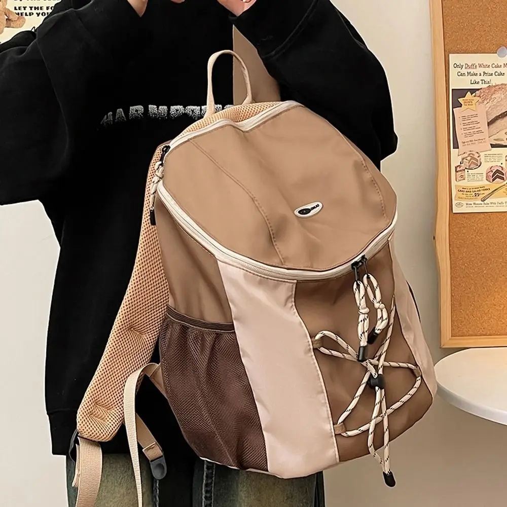 Bolsa de Montañismo ligera portátil con cordón, mochila práctica para hombres, mochila escolar de nailon con cremallera, mujeres y hombres - imagen 4