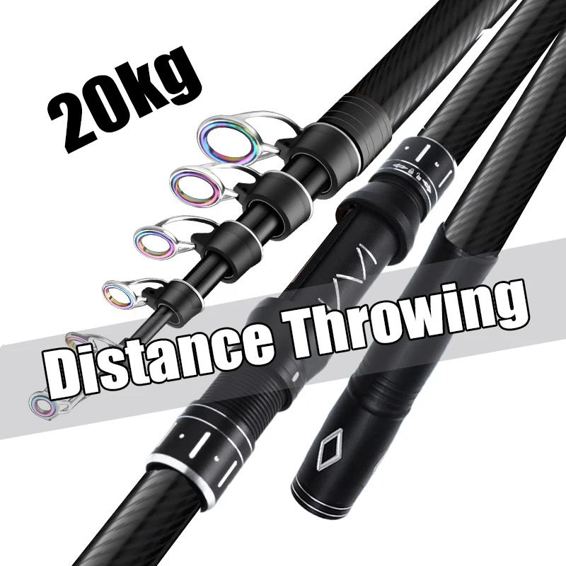 2,1 M 2,7 M 3,6 M 4,2 M 4,5 M caña de Surf giratoria telescópica agua salada energía de agua dulce lanzamiento caña de pescar Baitcasting de carbono