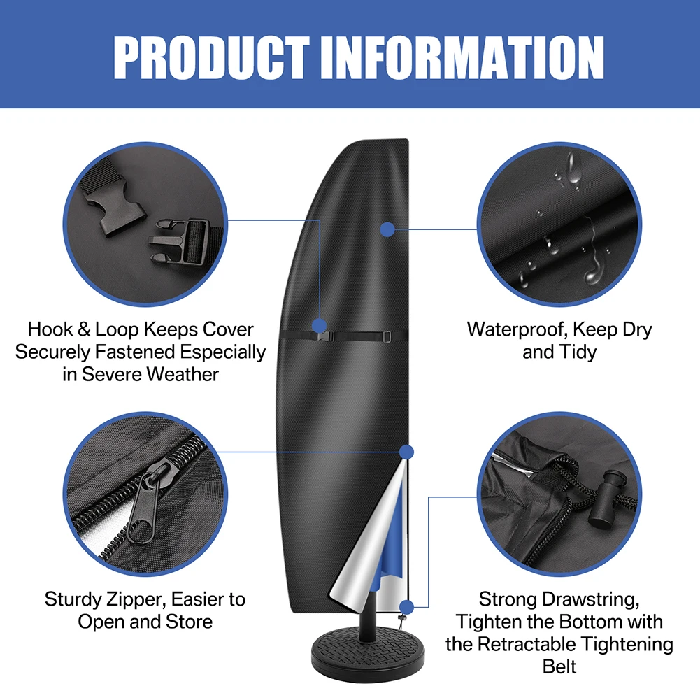 Parasol impermeable de tela Oxford para exteriores, cubierta para sombrilla para jardín, resistente a la intemperie, sombrilla voladiza para Patio, cubierta para lluvia con varilla de empuje - imagen 4