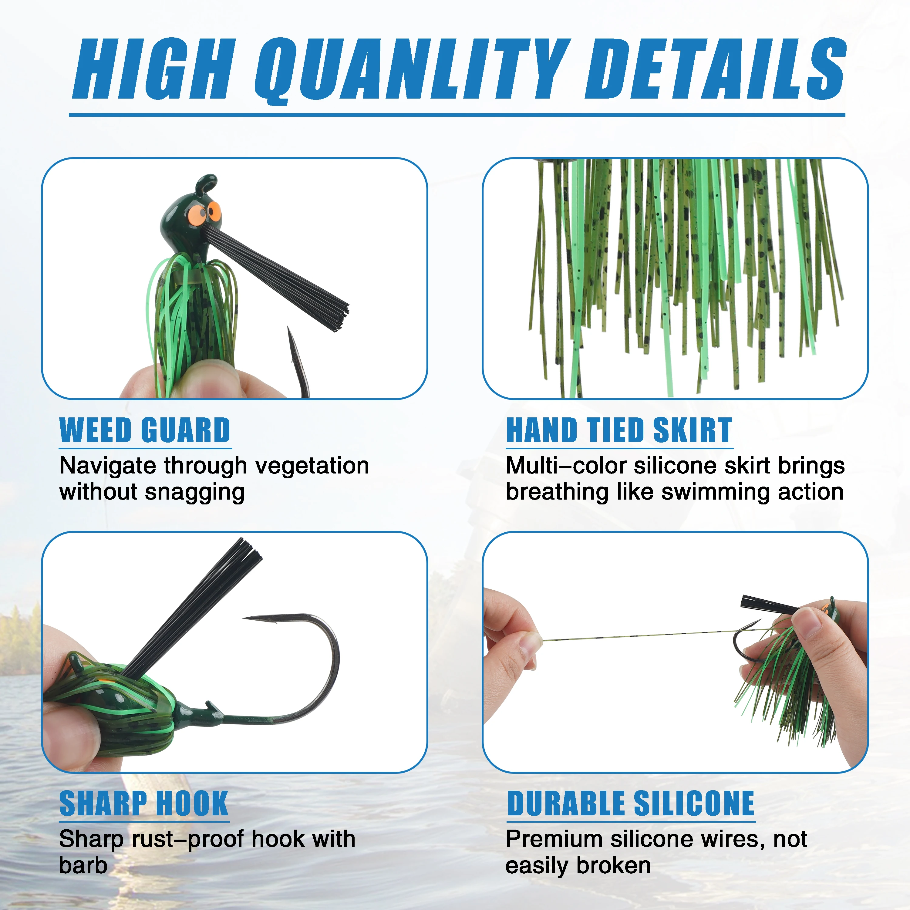 Plantilla de fútbol de 6 piezas, plantilla de natación Artificial para lubina, pesca, Lucio, Walleye - imagen 5