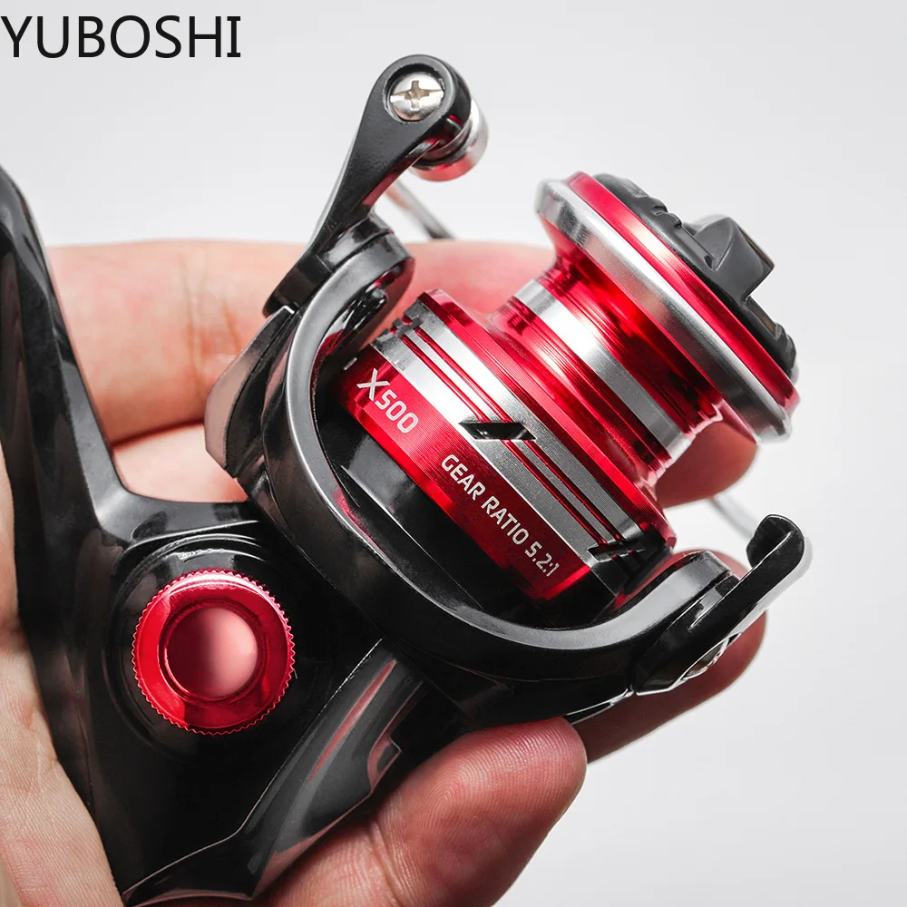 YUBOSHI-Mini carrete de pesca giratorio de X-500, bobina de pesca de agua salada ultraligera, de alta calidad, con agarre de goma suave, X-800 - imagen 4