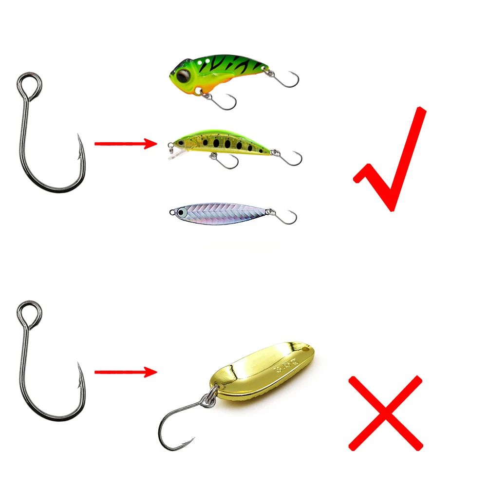 Castfanatic-anzuelo de ojo grande y afilado, anzuelo de pesca con púas sin púas, anzuelo de repuesto para pececillos, Crankbait Stickbait Wobblers - imagen 5