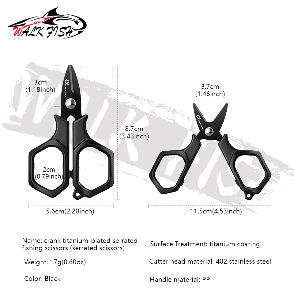 Tijeras de pesca Walk Fish de acero inoxidable con corte titanio - imagen 4