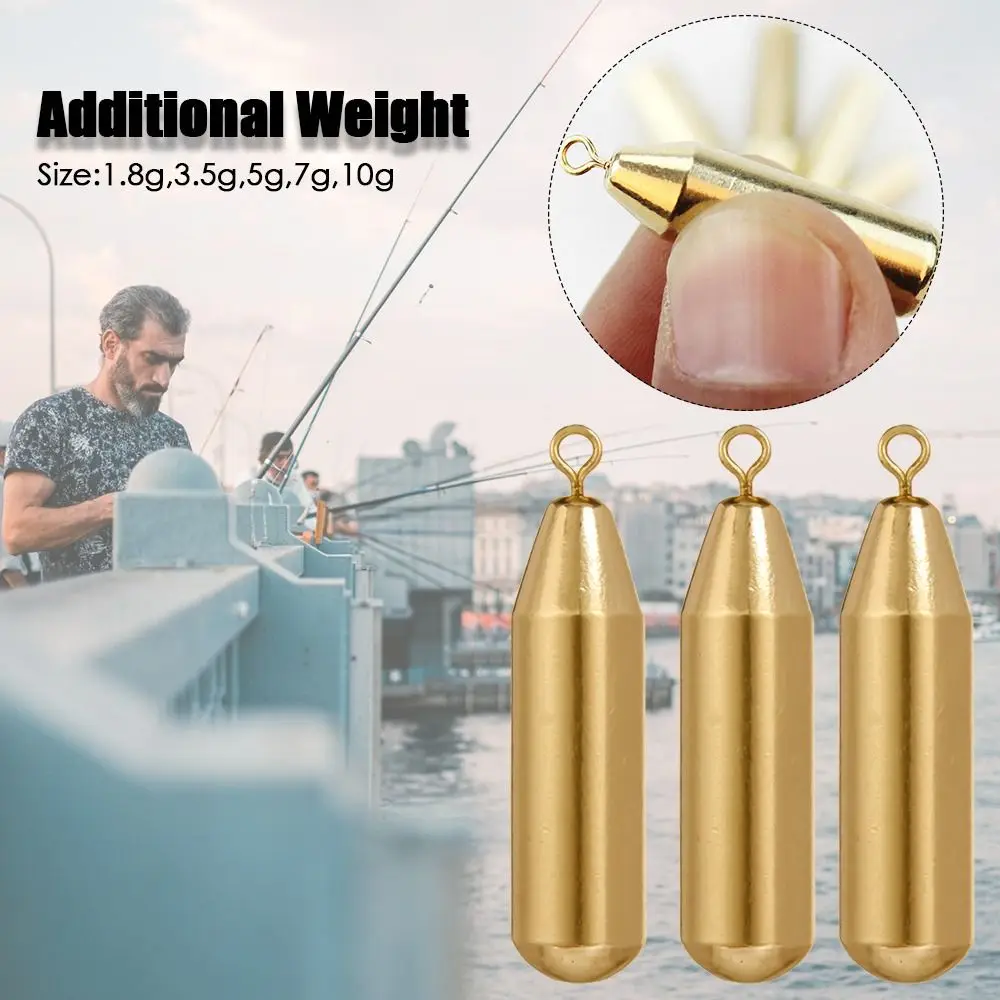 Lote de 5 unidades de pesas adicionales afiladas de 10g, 7g, 5g, 3,5g y 1,8g, Conector de gancho de plomo de pesca de cobre - imagen 2