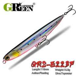 GREENSPIDER Stickbait superficie flotante – Señuelo lápiz para lubina