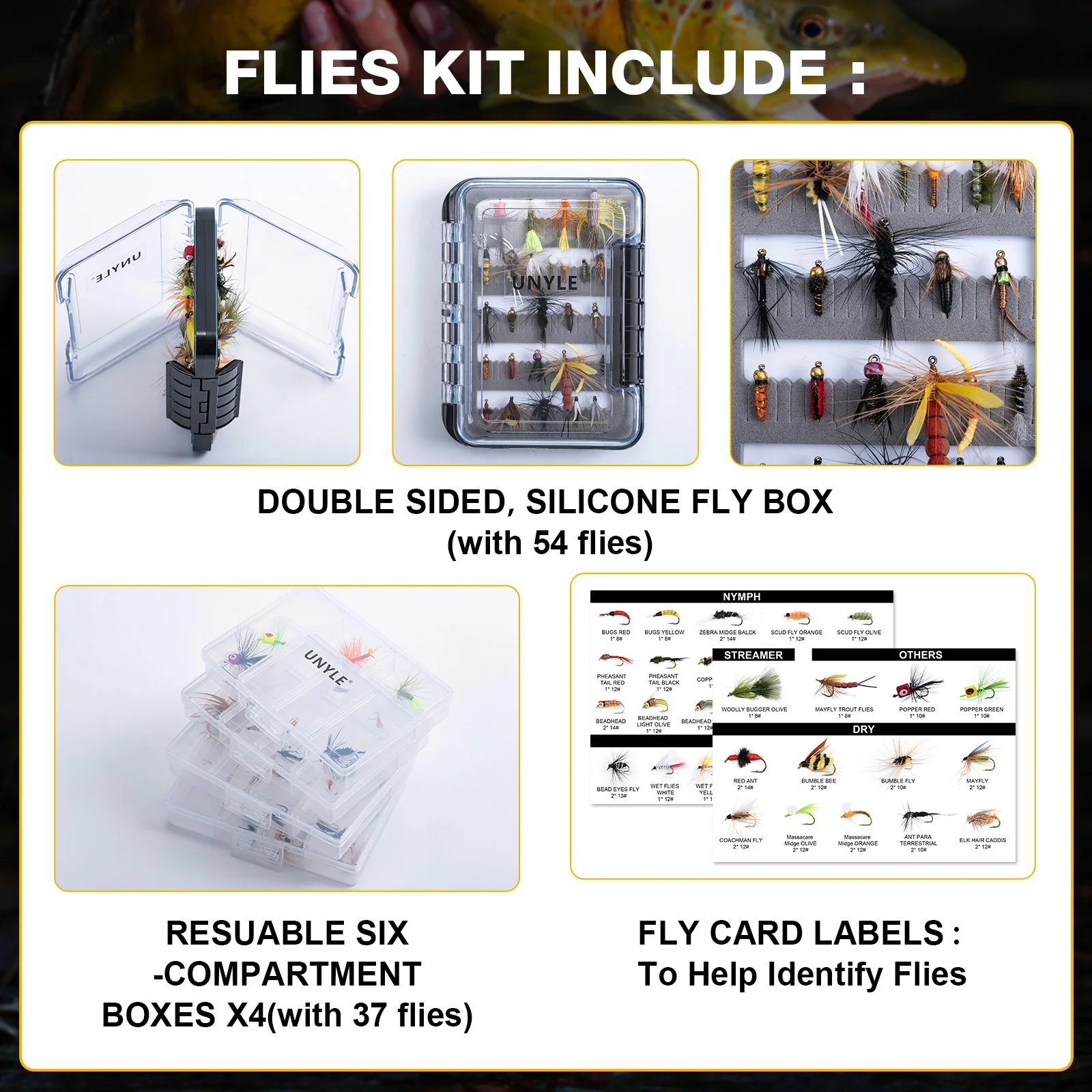 Goture-Juego de Señuelos de Pesca con moscas de insectos, anzuelo de acero rico en carbono, mariquita, mosca seca, serpentina de pesca, atado, cebos artificiales - imagen 5