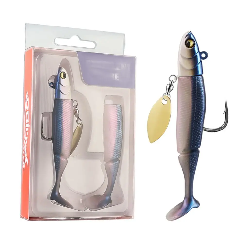 Cebo de lubina suave de silicona de alta calidad con anzuelo de plomo, señuelo de pececillo Artificial de 9,5 cm y 20g, cuchara giratoria suave, cebo de pesca - imagen 4