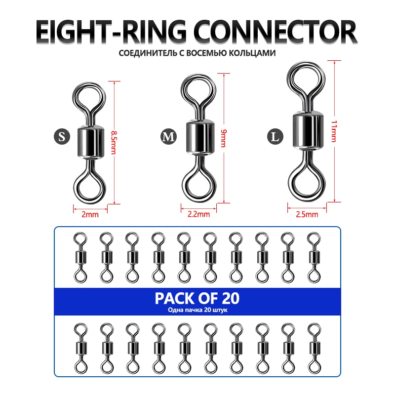 Conector giratorio B de acero inoxidable para carpa cruciana – pesca