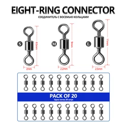 Conector giratorio B de acero inoxidable para carpa cruciana – pesca