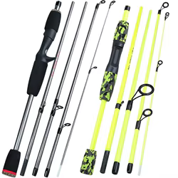 Sougayilang-cañas de pescar giratorias de 5 secciones, peso ultraligero, fibra de vidrio para viajes, Pesca de agua dulce y salada