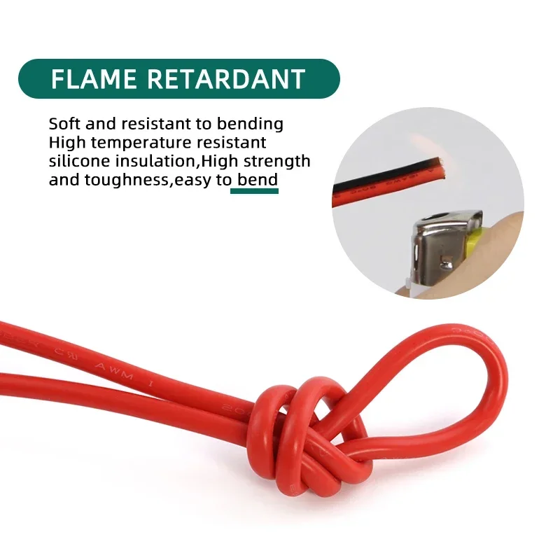 Cable de goma de silicona suave de cobre, conector LED de 2 pines, línea Flexible, bricolaje, 30, 28, 26, 24, 22, 20, 18, 16, 14, 12, 10, 8 AWG - imagen 3