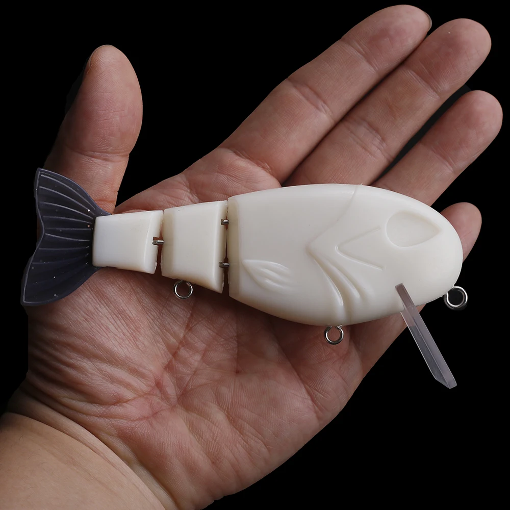 Chan'sHuang-SEÑUELOS hechos a mano, 5 piezas, sin pintar, en blanco, Multi articulado, SwimBait, cola suave, labio Squear, 12CM, 47G, flotante, 3 segmentos - imagen 5