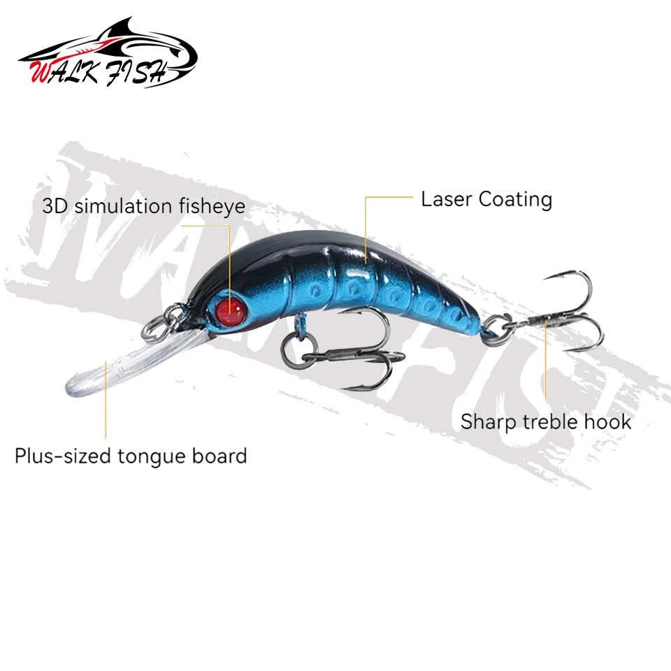 WALK FISH Minnow-señuelo de Pesca flotante, cebo duro Wobbler, Crankbait, carpa, lubina a rayas, aparejos de Pesca SwimBait, 3,5 cm, 2,5g - imagen 2