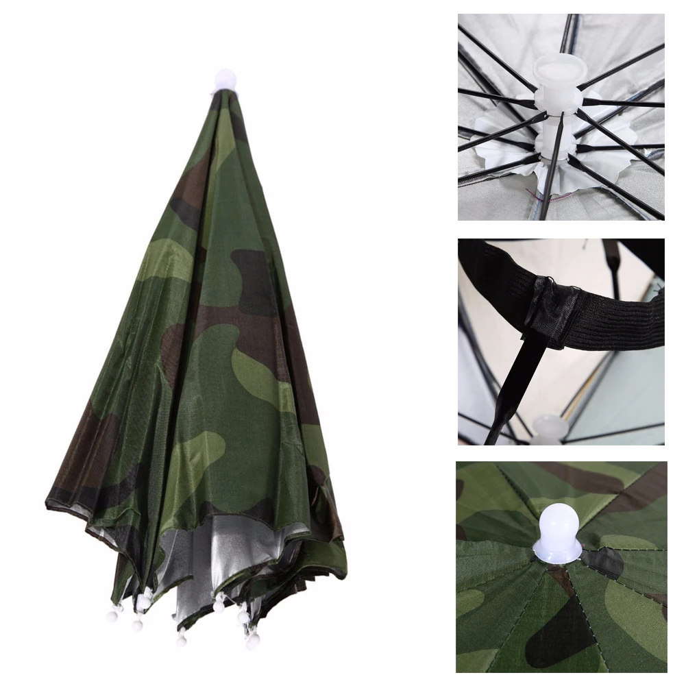 Paraguas portátil para la lluvia, sombrilla plegable para pesca, montada en la cabeza, impermeable, ligera, para pesca al aire libre - imagen 2