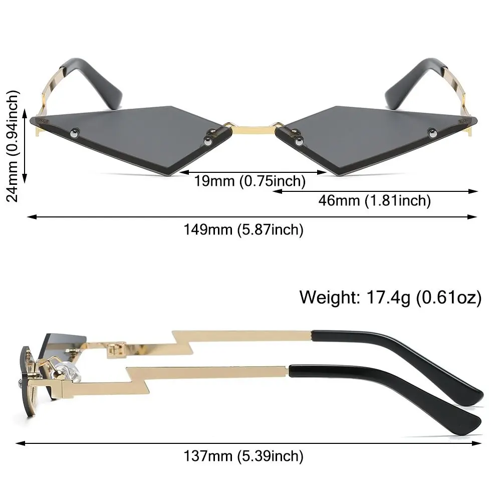 Gafas de sol sin montura poligonales UV400 – Pastilla con marco metal - imagen 5