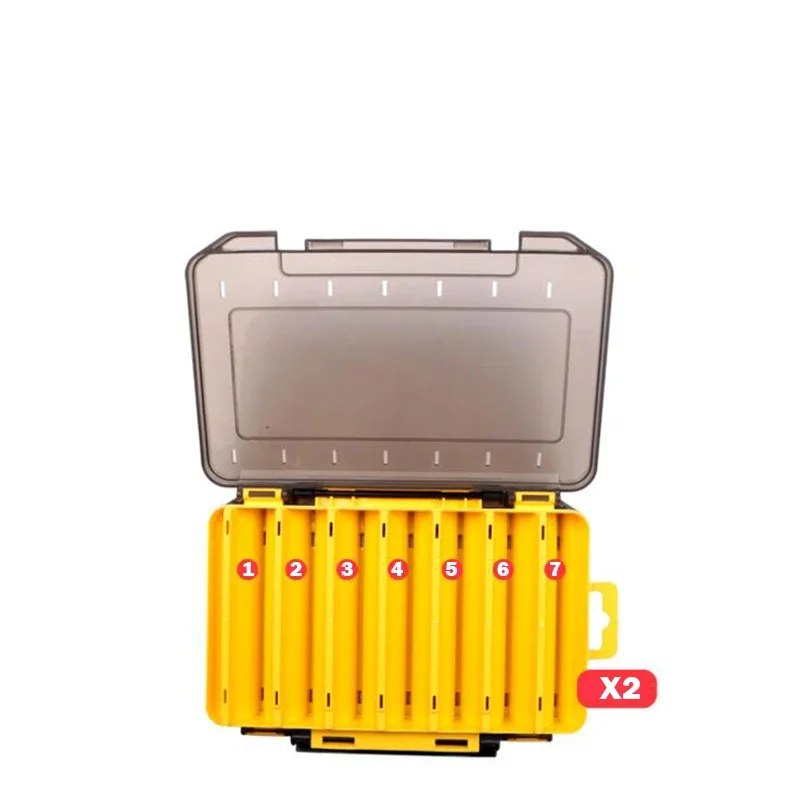 OUTKIT-caja de aparejos de pesca de doble cara, anzuelo de señuelo de 12/14 compartimentos, caja de almacenamiento de gancho de señuelo, multifunción - imagen 4
