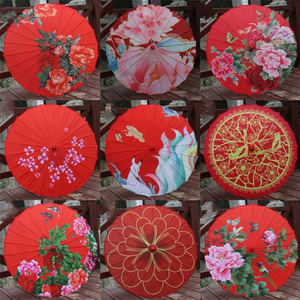 Paraguas de papel aceitado para novia de boda antiguo chino, disfraz de dragón y Fénix de 56cm, paraguas de fotografía - imagen 5