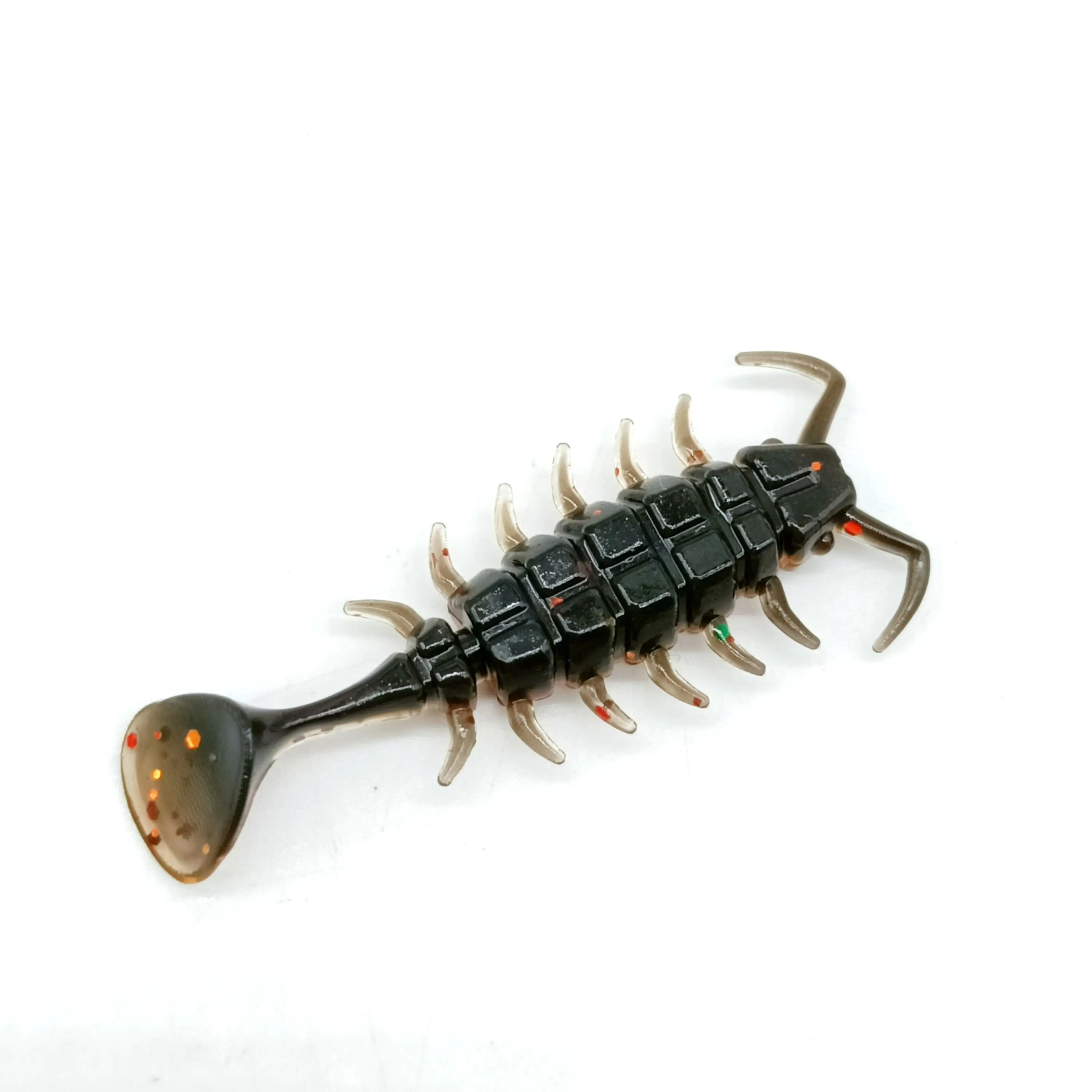 DUODUOYU 15 Uds Mini escarabajo Señuelos de Pesca blandos 1g/35mm hundimiento lento cola en T cebo suave lubina Artificial aparejos de pesca de pez de silicona