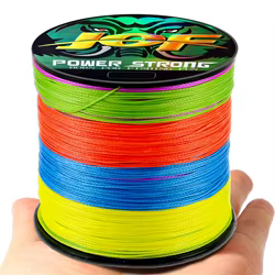 JOF 100M-1000M PE línea de pesca trenzada barata 12 hebras multifilamento moteado alambre antimordida mosca carpa bagre mar agua salada