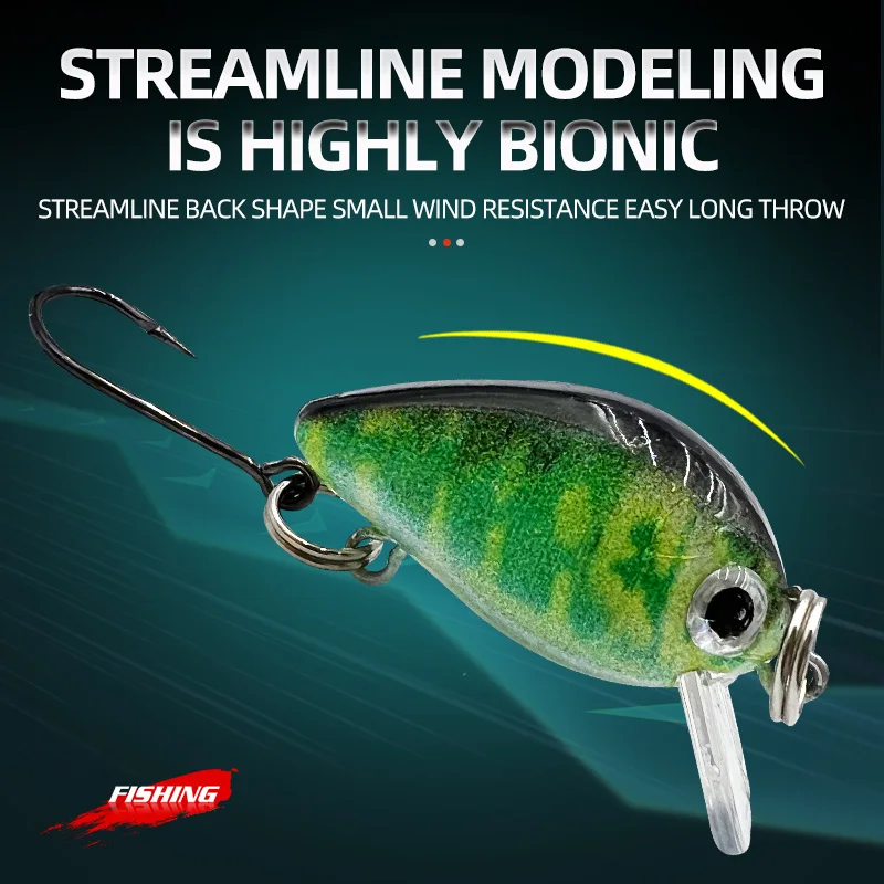 Kit de Señuelos de Pesca Mini Crankbait, cebos duros Swimbait, pececillos, Señuelos de manivela para pesca de trucha y lubina, 10 unids/lote por caja - imagen 3