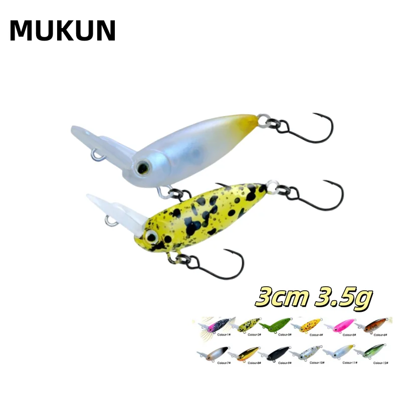 Señuelo de pesca MUKUN 30mm3,5g Micro Minnow Mini Crankbait Wobblers de todas las profundidades para señuelos de pesca de lubina y trucha