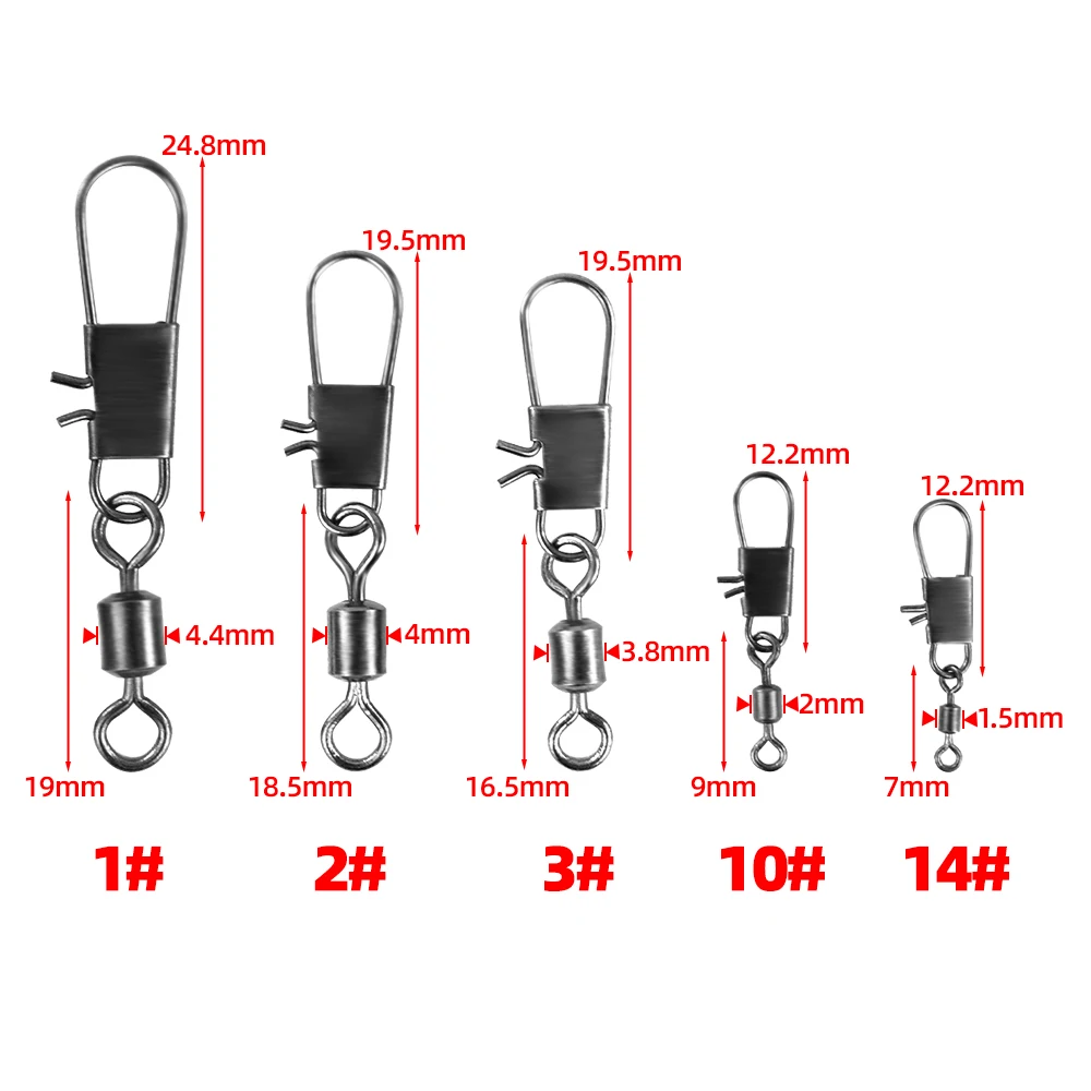 Hirisi 20 piezas pesca de carpa conector a presión de acero inoxidable pesca cambio rápido Terminal giratorio aparejos AG149 - imagen 3