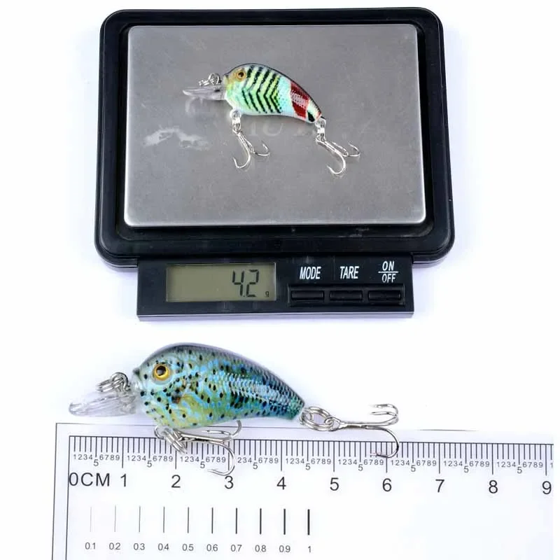 Juego de Señuelos de Pesca Minnow de colores mezclados, 5 uds., 4,5 cm, 4,2g, Mini Wobblers de manivela con anzuelos triples, aparejos, Kit de Crankbaits de natación Topwater