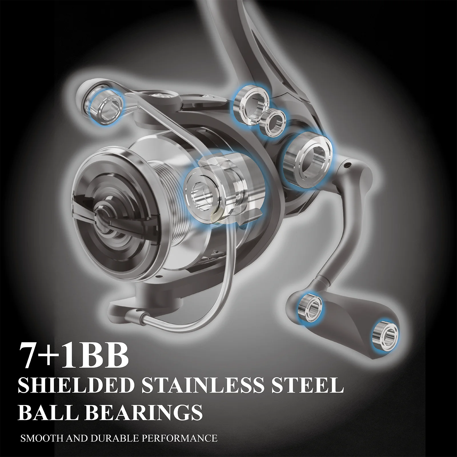 Carrete giratorio Rhino, arrastre de hasta 22 libras y carrete de pesca BB 7 + 1, carrete de aluminio CNC y pesca giratoria ultraligera - imagen 4