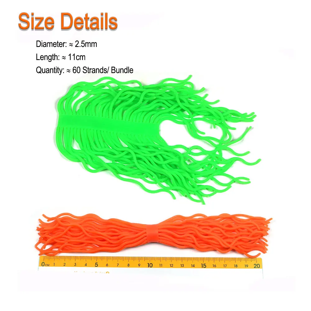 ICERIO 60 hebras/paquete gusanos blandos de silicona gusano suave ninfa camarones larvas San Juan gusano mosca atado Material trucha Señuelos de pesca - imagen 4