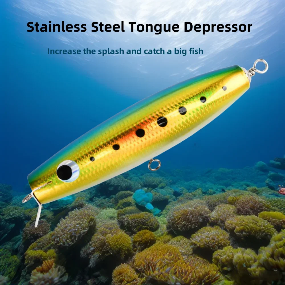 MUKUN 195mm 90g señuelo de pesca de curricán cebo de pesca de agua salada juego grande hecho a mano de madera Topwater GT cebo Woodend minnow señuelo - imagen 2