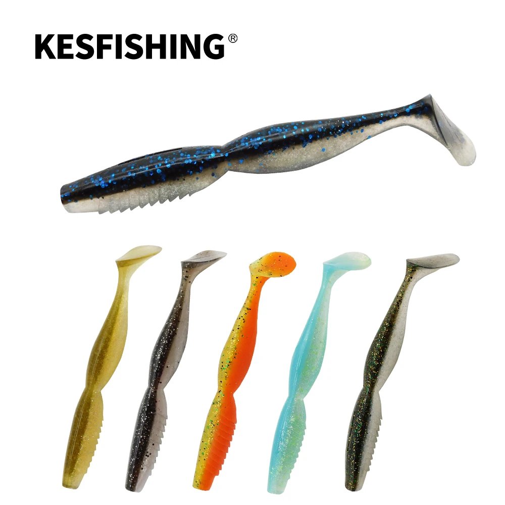 Señuelos de pesca KESFISHING, cebo de silicona suave artificial Spiner Shad de 4 y 5 pulgadas, el mejor Lucio de lubina añadir olor a pescado